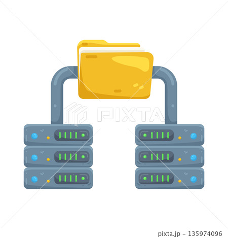 Illustration of File Storage System with Server Illustration of File Storage System with Server 135974096