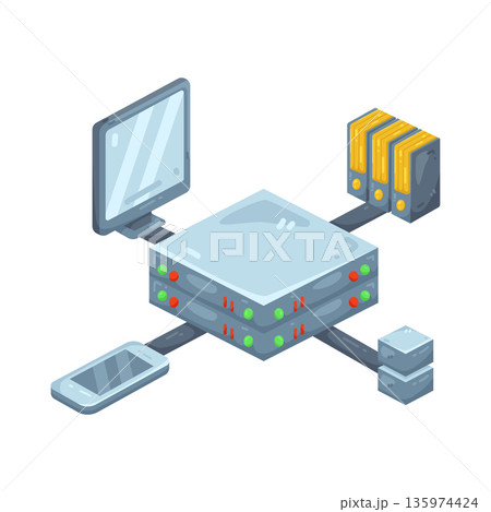 Illustration of server network connection Illustration of server network connection 135974424