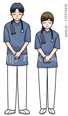 謝罪する看護師セット 135974439