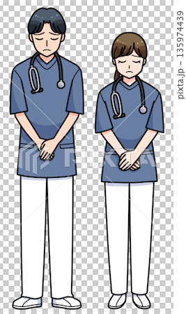 謝罪する看護師セット 135974439