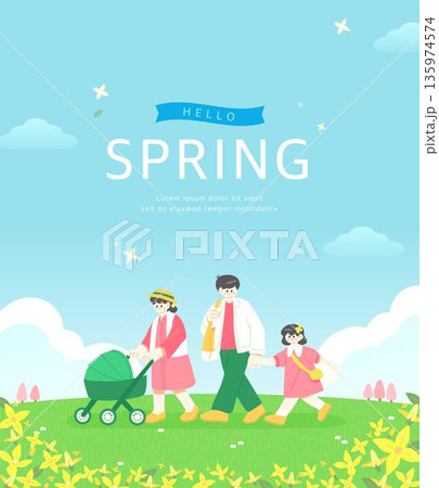 Happy Spring Flower Background  135974574