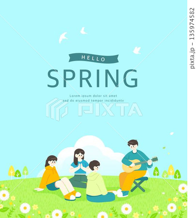 Happy Spring Flower Background Happy Spring Flower Background 135974582