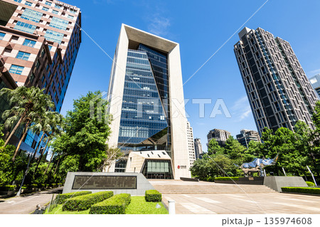 Low-angle view of the Bank of China Taipei Branch building in Taiwan.  The Bank of China Taipei Branch building in Taiwan.  135974608