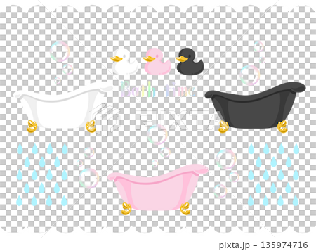 アヒルちゃんと猫足バスタブ アヒルちゃんと猫足バスタブ 135974716