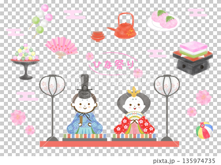 Hinamatsuri hand drawn illustration set 135974735