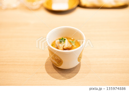 A Delicious steamed egg custard in Japanese style. A Delicious steamed egg custard in Japanese style. 135974886