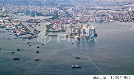 view from the sky of Jakarta Bay, Indonesia view from the sky of Jakarta Bay, Indonesia 135974966
