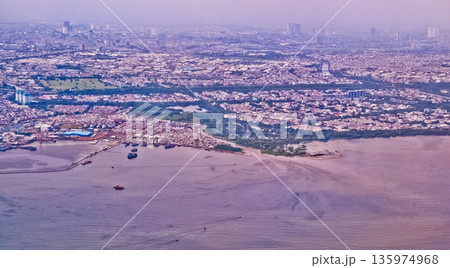 view from the sky of Jakarta Bay, Indonesia 135974968
