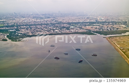 view from the sky of Jakarta Bay, Indonesia 135974969