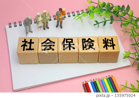 社会保険料と書かれたブロック 135975024