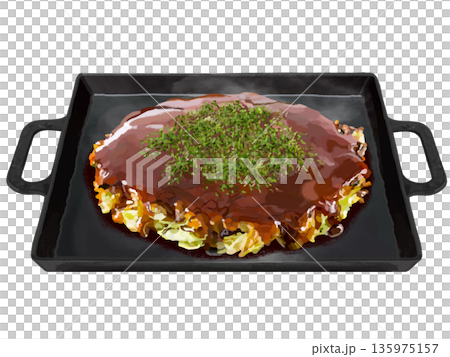 鉄板お好み焼き（青のり付き） 135975157