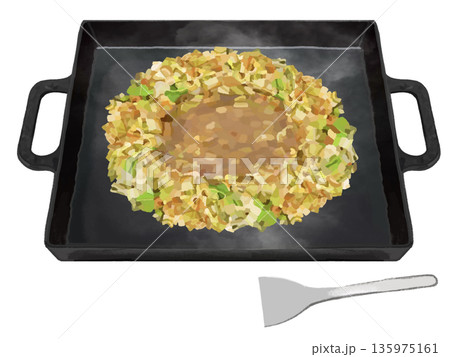 鉄板もんじゃ焼き(混ぜる前) 鉄板もんじゃ焼き(混ぜる前) 135975161