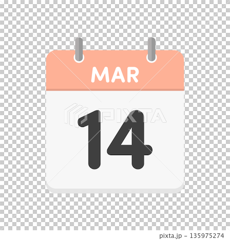 March 14th/MAR 14 daily calendar icon - Simple and cute English calendar for 3/14 March 14th/MAR 14 daily calendar icon - Simple and cute English calendar for 3/14 135975274