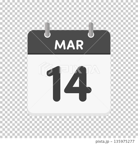 3月14日/MAR 14日每日日曆圖示 - 簡潔的黑白英文3月14日曆 3月14日/MAR 14日每日日曆圖示 - 簡潔的黑白英文3月14日曆 135975277