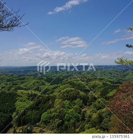 高い山から眺めた新緑の大自然 高い山から眺めた新緑の大自然 135975361