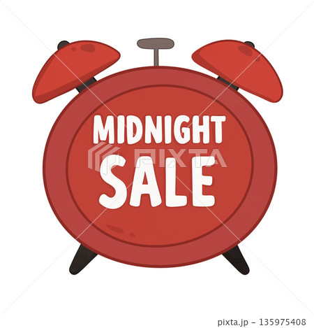 Midnight sale lettering on alarm clock Midnight sale lettering on alarm clock 135975408