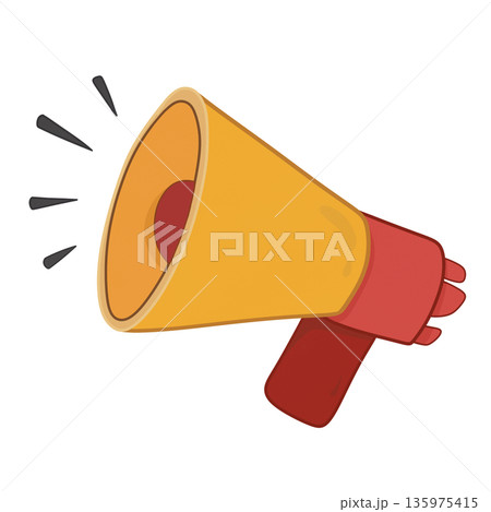 hand holding red megaphone isolated on white hand holding red megaphone isolated on white 135975415