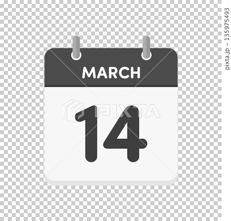 3月14日･MARCH 14thの日めくりカレンダーアイコン -  3/14のシンプルな黒い英語の暦 135975493