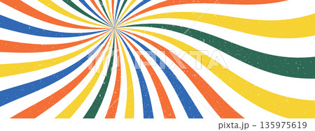 Abstract wave pattern with swirl groovy texture. Retro spiral sunburst ray background. 135975619