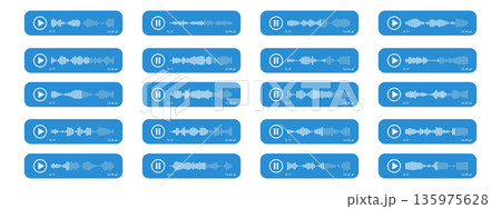 Voice message bubbles with sound waveforms for music player, podcasts, mobile voice message, streaming. Voice message bubbles with sound waveforms for music player, podcasts, mobile voice message, streaming. 135975628
