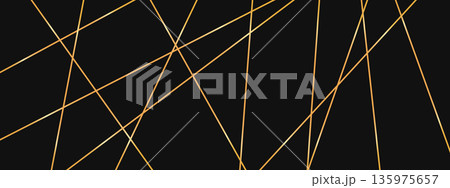 Gold diagonal stripe pattern with chaotic tangled grid. Luxury gold background for advertising, covers. 135975657