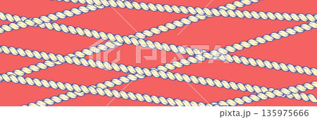 Rope brush stripe pattern. Braided cord lines. Nautical vector bg. 135975666