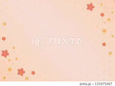 和紙と桜の和柄背景素材 135975887