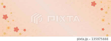 和紙と桜の和柄背景素材 135975888