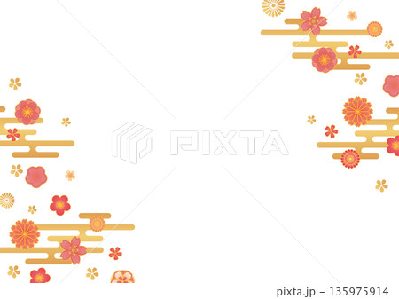 和柄の花柄背景素材 和柄の花柄背景素材 135975914