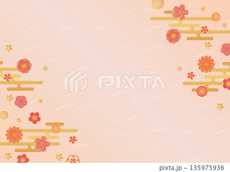 ピンク色の花柄背景 ピンク色の花柄背景 135975936