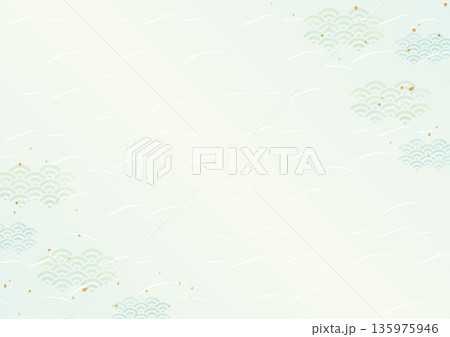 青海波の水彩背景 135975946