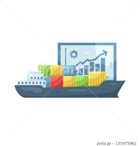 Illustration of Cargo Ship with a Growth Chart Illustration of Cargo Ship with a Growth Chart 135975962