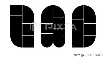 Collage panels set. Storyboard layout panel. Manga comic book blank template. Empty page frame for photo collage. Rounded rectangle gallery mockup. Vector illustration isolated on white background 135976012