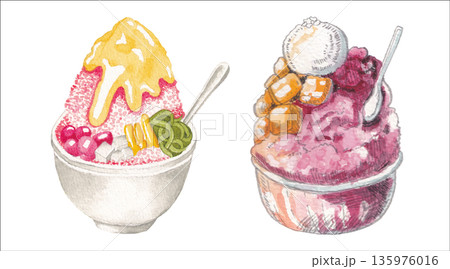 ice cream Watercolor Illustration Artistic Clipart 135976016
