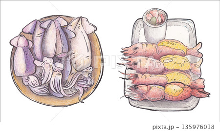 Food Watercolor Element Natural Food Concept Food Watercolor Element Natural Food Concept 135976018