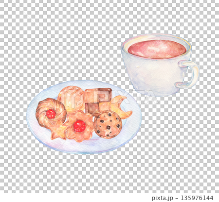 Watercolor cookies and mug Watercolor cookies and mug 135976144