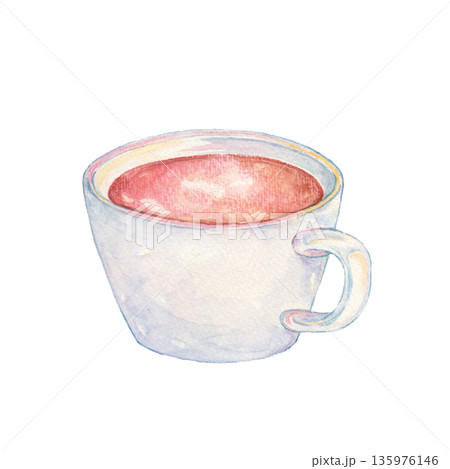 水彩で描いたコーヒーカップ 水彩で描いたコーヒーカップ 135976146