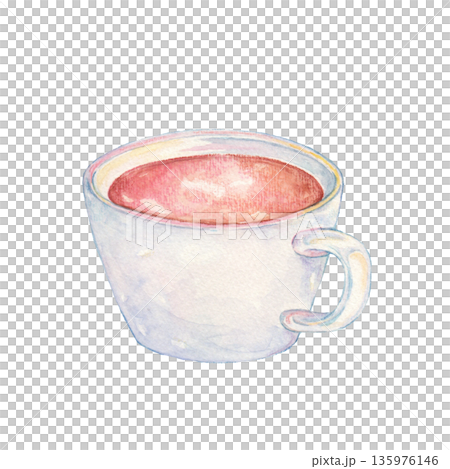 水彩で描いたコーヒーカップ 水彩で描いたコーヒーカップ 135976146