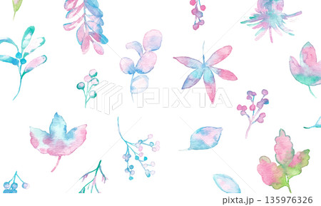水彩。水彩タッチの春カラー植物イラスト。ベクターのメルヘンカラー植物イラスト。 水彩。水彩タッチの春カラー植物イラスト。ベクターのメルヘンカラー植物イラスト。 135976326