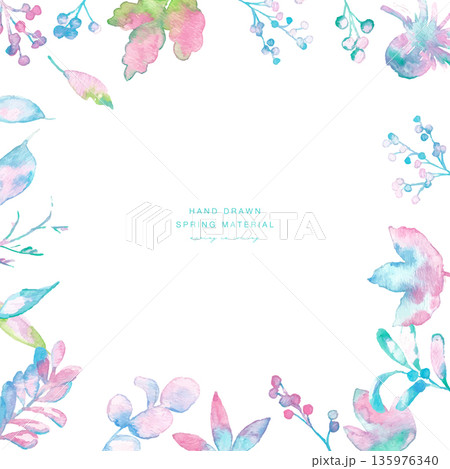 水彩。水彩タッチの春カラー植物イラスト。ベクターのメルヘンカラー植物イラスト。 135976340