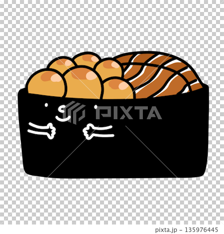 Salmon with ikura maki sushi illustration cartoon Salmon with ikura maki sushi illustration cartoon 135976445