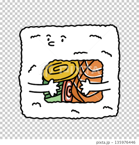 Uramaki sushi roll illustration cartoon Uramaki sushi roll illustration cartoon 135976446