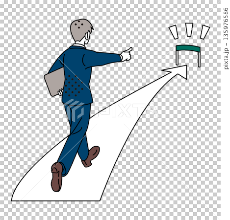 Illustration of a businessman moving forward towards a goal Illustration of a businessman moving forward towards a goal 135976586