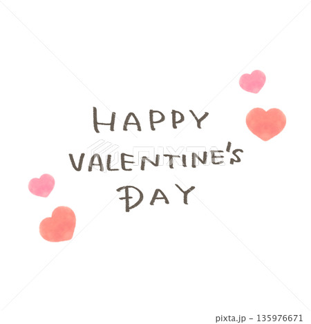 バレンタインの文字入りハート ピンク Valentine'sDay バレンタインの文字入りハート ピンク Valentine'sDay 135976671