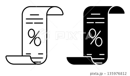 Linear icon. Bank loan agreement with interest. Simple black and white vector symbol isolated on white background Linear icon. Bank loan agreement with interest. Simple black and white vector symbol isolated on white background 135976812