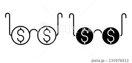 Linear icon. Glasses of an accountant keeping tax records. Simple black and white vector symbol isolated on white background Linear icon. Glasses of an accountant keeping tax records. Simple black and white vector symbol isolated on white background 135976813