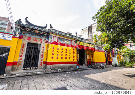 Building view of the Pao Kong Temple and Divinity of Medicine Temple in Macau.  135976842