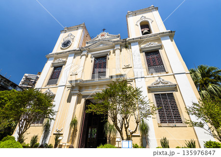 The beautiful view of St. Lawrence's church in Macau, China. The place is one of the UNESCO World Heritage. 135976847