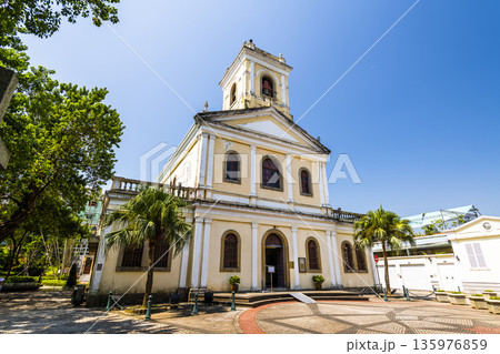Building view of the Our Lady of Carmel Church in Taipa, Macau, buildings are neoclassical in design. 135976859