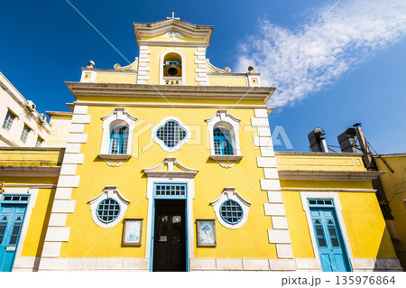 View of St. Francis Xavier's Church in Coloane, Macau. This chapel follows the baroque style of Macao's major churches. View of St. Francis Xavier's Church in Coloane, Macau. This chapel follows the baroque style of Macao's major churches. 135976864